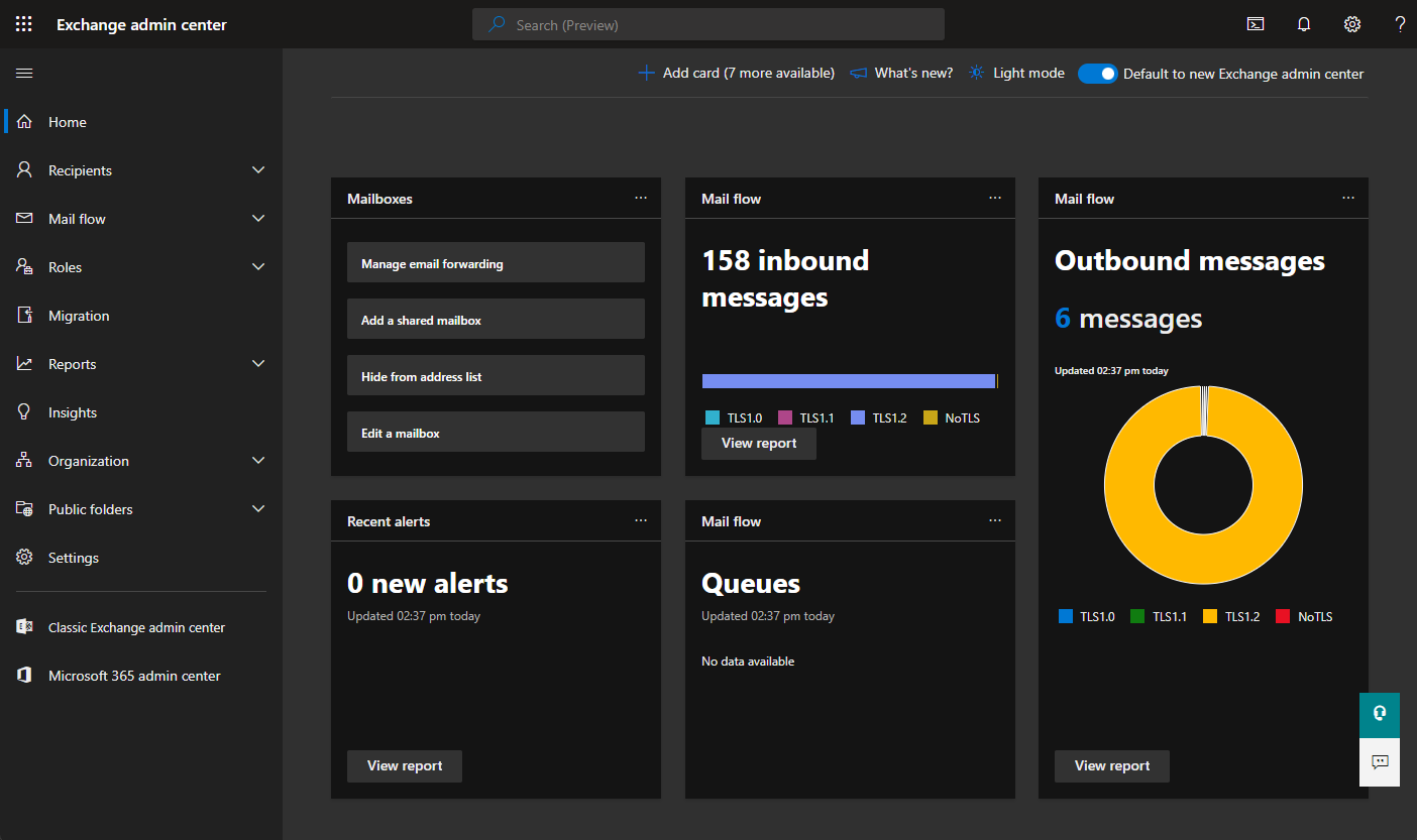 New Exchange admin center