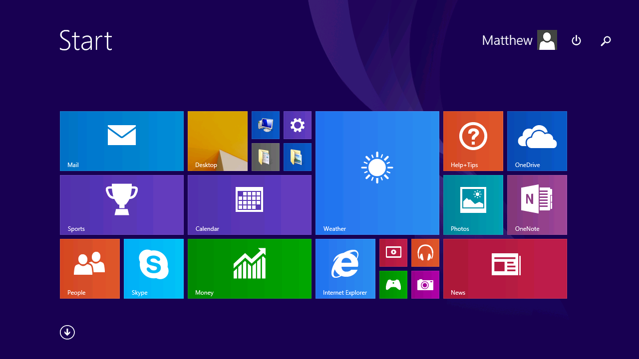 Windows 8.1 Start screen