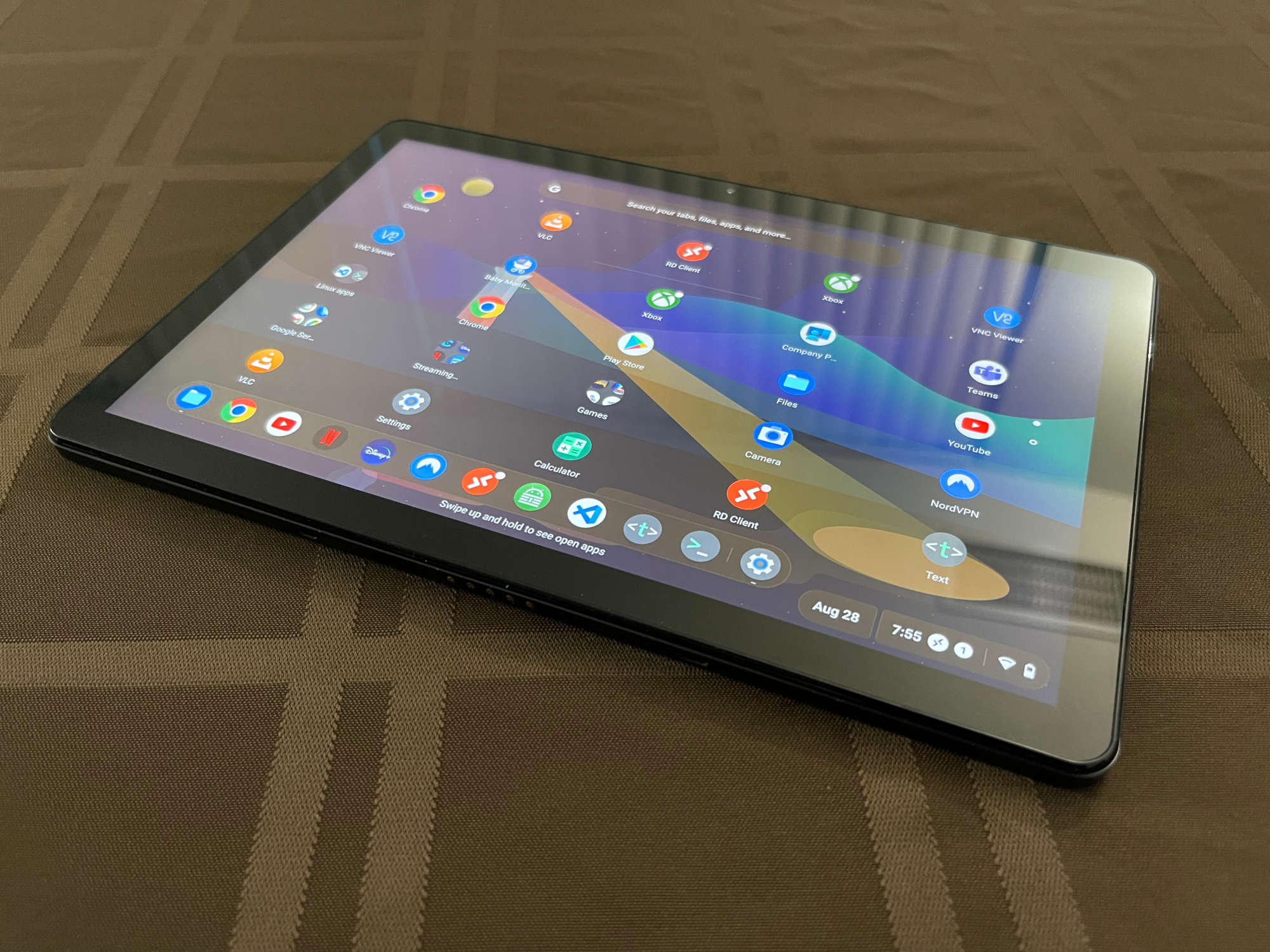 The Lenovo Chromebook Duet tablet (front).