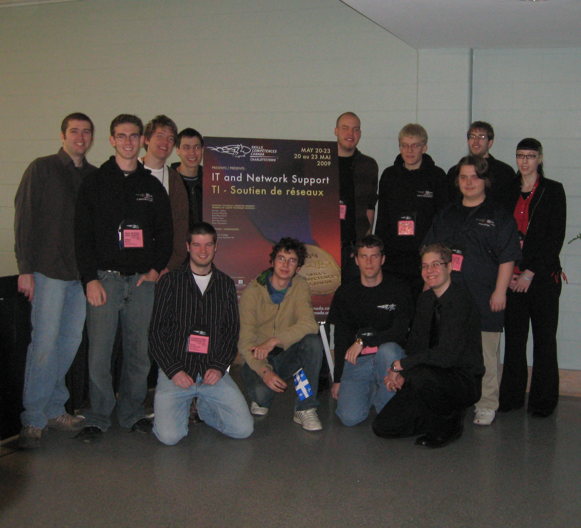 Skills Canada 2009 - IT and Network Support Competitors (Secondary and Post Secondary). On the first day everyone wore shirts from their schools, but on the second day it was more flexible. I am in the bottom row, third from the left.